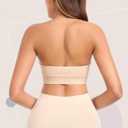 Strapless Bras for Women Non-Slip Padded Bandeau Bra Wireless Tube Top Bra Including Clear Straps (Beige, L)