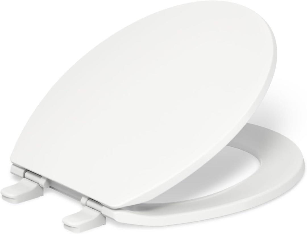 KOHLER K-4775-0 Brevia Round Toilet Seat with Quick-Release Hinges And Quick-Attach Hardware For Easy Clean, White