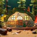 Fairy Garden Statues,Fairy Garden House with Solar Powerd Night Light,Yard Decorations Outdoor Fairy Garden Accessories Decor for Outside