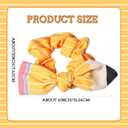 Back To School Hair Ties Yellow Pencil Hair Accessories Stripe Bow Hair Bands Bowknot Cute Rubber Bands for Women Girls Non Slip Ponytail Holders for Student Teacher Outfits Decor 2pcs