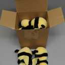 Sratte 8 Pcs 4.72 Inches Stuffed Bees Plush Soft Small Bee Stuffed Animal Honeybee Plush Keychains Realistic Cartoon Toys Adorable Doll for Baby Shower Birthday Party Favors (Novel Style)