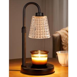 Innqoo Black Crystal Candle Warmer Lamp with Timer, Dimmable Candle Warmer for Jar Candles, Height Adjustable Wax Melts Warmer, Birthday Gifts for Women Mom, House Warming Gifts New Home Decor