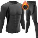 UNIQUEBELLA Men's Thermal Underwear Sets Top & Long Johns Fleece Sweat Quick Drying Thermo Base Layer, Size M