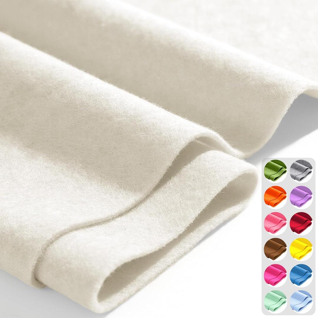 Felt Fabric - 36" X 36" 1.6mm Thickness - Soft Craft Felt Sheets for DIY Sewing Art Craft Project Decorations Supplies (Ivory)