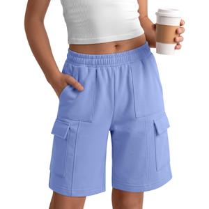 Yooo's Vivi Girls Bermuda Cargo Shorts, Light Blue, 11-12 Years
