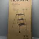 HBTower Step Ladder, Folding Step Stool with Wide Anti-Slip Pedal, Sturdy Steel Ladder, Convenient Handrail, Lightweight, Portable Steel Step Stool (Black)