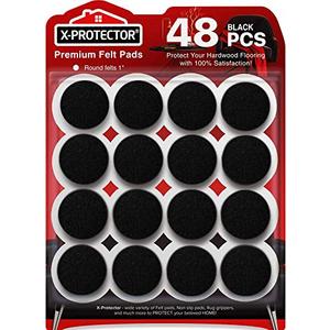 Felt Furniture Pads X-Protector - 48 PCS 1" - Premium Felt Pads Floor Protectors - Furniture Feet Wood Floors Protectors - Prevent Scratches, Annoying Noise & Protect Your Hard Surfaces! (Black)