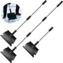 Snow Shovel for Driveway & Ice Scraper - Heavy Duty 201 Stainless Steel, Foldable Survival Shovel, Ergonomic 49" Back-Saver for Car, Sidewalk & Snow Joe Shovel Alternative