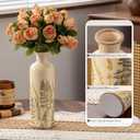 Ceramic Vase Set of 3, Vintage Green Floral Beige Vases, Rustic Chinoiserie Decorative Vases for Home Decor, Living Room, Kitchen, Wedding Gifts, Shelf Decor, Farmhouse Ceramic Vases for Home Decor