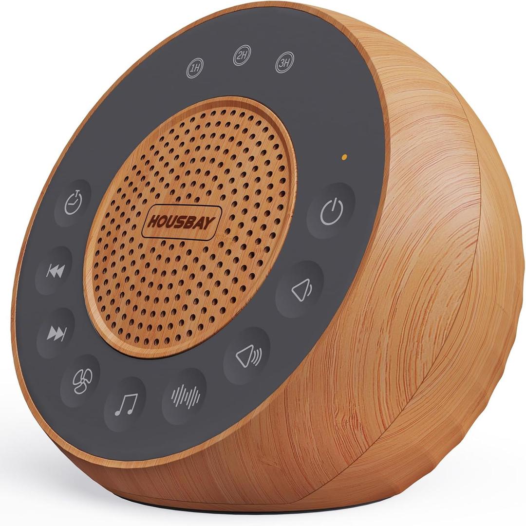 Housbay White Noise Machine with 31 Soothing Sounds, 5W Loud Stereo Sound, Auto-Off Timer, Adjustable Volume, Sleep Sound Machine for Baby, Kid, Adult -Wood Grain