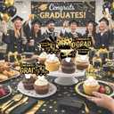 5 x 42pcs Graduation Cupcake Toppers Class of 2026 Paper Cupcake Picks Grad Cap Diploma Picks for Dessert Food Pizza Decorations (glod)
