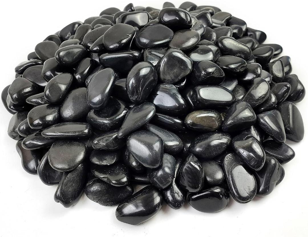 Black Pebbles for Indoor Plants, Natural Polished River Rocks, Small Decorative Stones for Planters Vase Fish Tank Aquariums Landscaping Garden, 5lbs