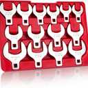 BILITOOLS 14-Piece Jumbo Crows Foot Wrench Set, 1/2" Drive Big Crowfoot Wrench, SAE, 1-1/16" - 2" mm, CR-V Steel