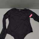 PUMIEY Women's Crew Neck Long Sleeve Bodysuit Second-skin Feel Tops Smoke Cloud Collection (Medium, 01 Jet Black)