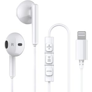 iPhone Headphones,Wired Lightning Headphones for iPhone 13 14 12 Pro Max MFi Certified Lightning Earbuds with Microphone & Volume Control for 11 XR SE