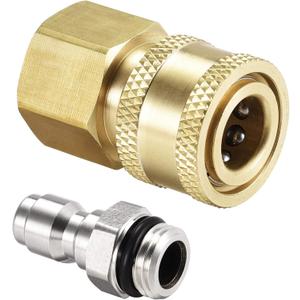 uxcell Garden Hose Brass Quick Connect Set M14x1.5 Male & M18x1.5 Female Thread Stainless Steel Fittings Water Hose Connectors Pressure Washer Adapter Quick Disconnect Kit