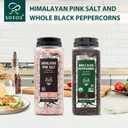 Soeos Himalayan Pink Salt Coarse 39 oz + Organic Black Peppercorns 18 oz, Salt for Grinder Refill, Salt and Peppercorns, Pepper Grinder Refill, Non-GMO Spice Seasoning Set For Cooking (57 Ounce (Pack of 1))