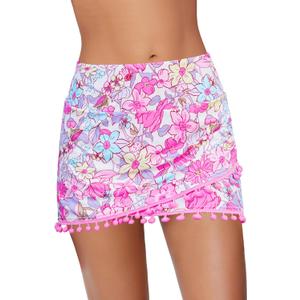 GRAPENT Women's High Waisted Bikini Bottoms Ruched Swimsuit Tulip Hem Swim Skirt (Medium)