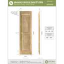 12"W x 44"H Americraft Two Equal Raised Panel Exterior Real Wood Shutters (Per Pair), Natural Twine