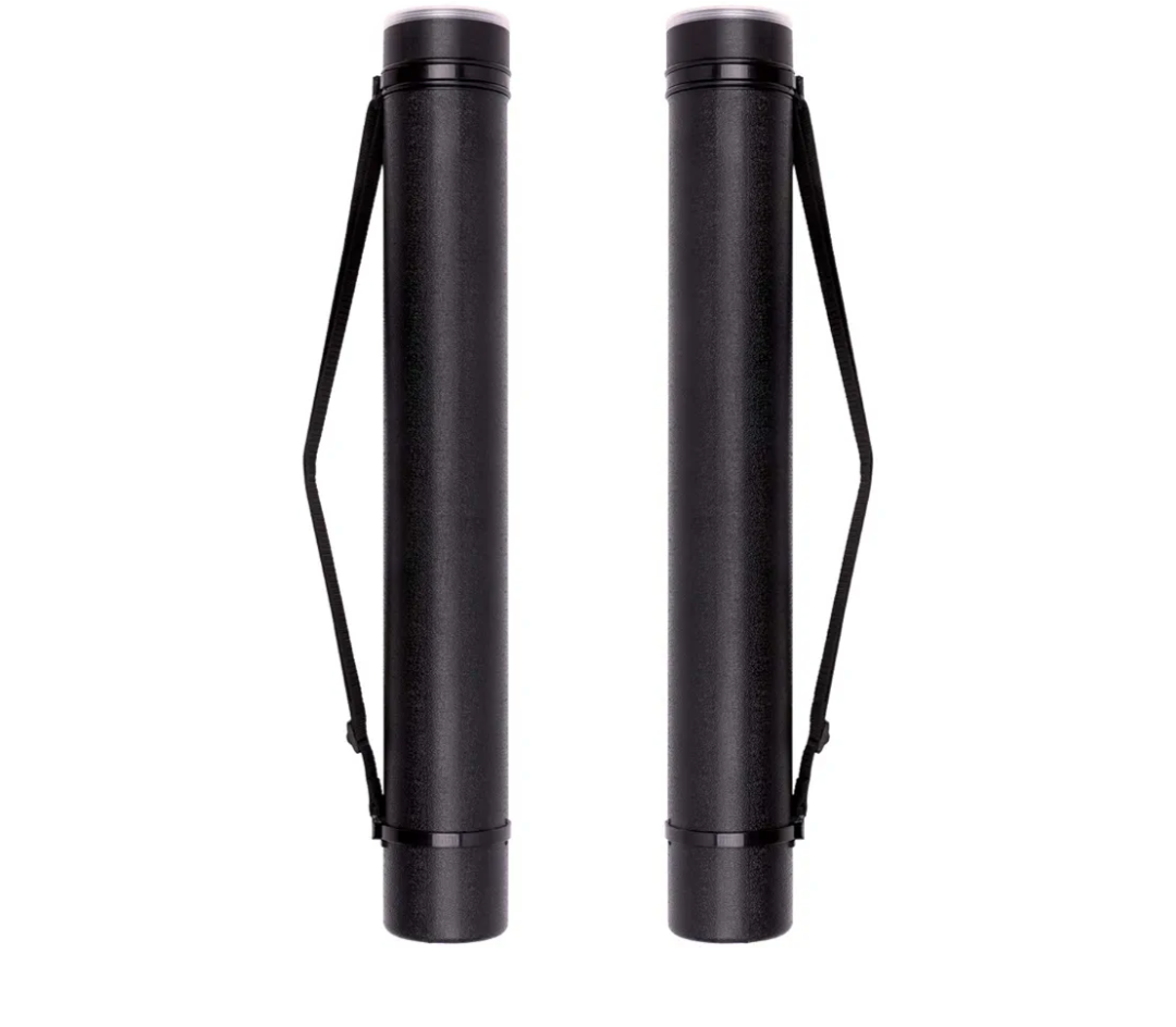 TRANSON 2-pack Durable Poster Storage Tube with Straps 24"-40" Extendable for Blueprints, Artwork, Maps, Posters