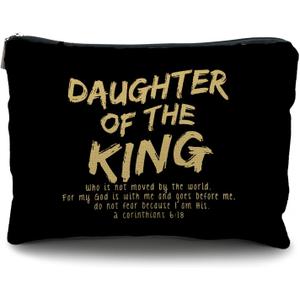 2 x bible verse makeup bagDaughter of the king makeup bagchristian makeup bag Cosmetic Baginspirational gifts for womenchristian gifts for women faithchristian gifts for girls(black and golden)