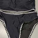 YACUN Women's High Waisted Bikini Swimsuit Two Piece Strapless Bandeau Cheeky Bathing Suits Black Shell L