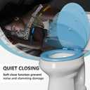 Angol Shiold Slow Close Wood Toilet Seat（Blue, Elongated 18.5''）