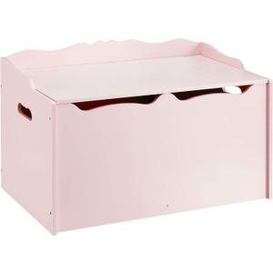Amazon Basics Kids Toy Box, Wooden Organizer Storage Chest, Pink, 30" x 18" x 19"