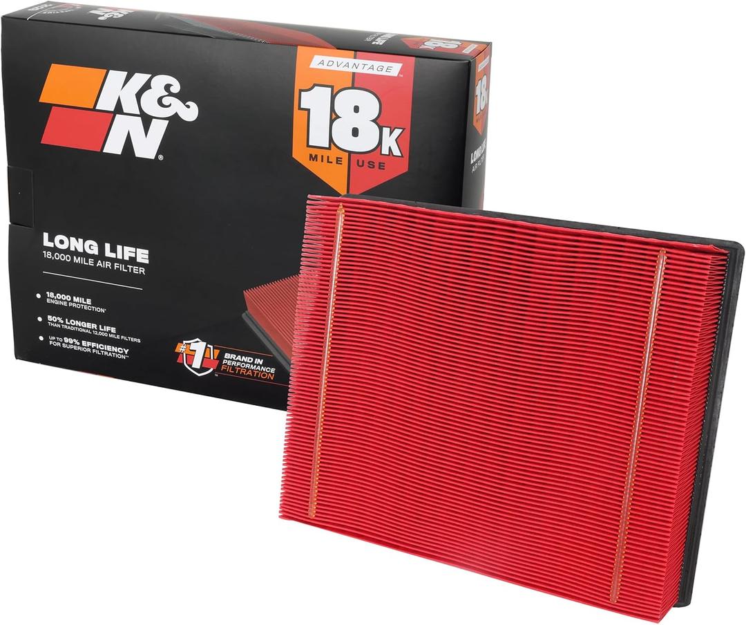 K&N Engine Air Filter: Long Life 18,000 Mile Replacement Air Filter: Compatible with 1999-2019 Chevy/GMC Truck/SUV V6/V8 (Silverado, Suburban, Tahoe, Sierra, Yukon, Avalanche), KNA-2129