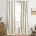 EMEMA Cream White Linen Blackout Curtains 90 inch Long 2 Panels Set for Bedroom Back Tab Thermal Insulated 100% Black Out Drapes Pinch Pleated Hooks Room Darkening Window Curtain for Living Room