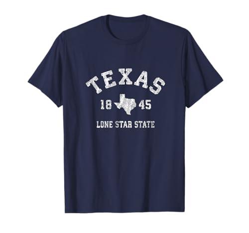 Texas TX T-Shirt Vintage Sports Design Texan Tee T-Shirt M, Navy Blue