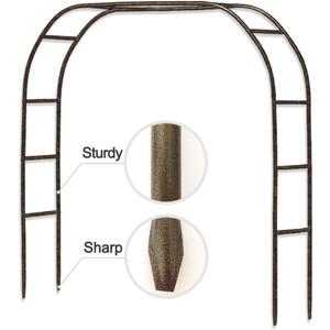 Metal Garden Arch,7.8 Feet High x 5.5 Feet Wide Sturdy Metal Arbor with Sharp Ends for Climbing Vines and Plants,Weddings Quinceaneras Party Decoration (Brown Strengthen)