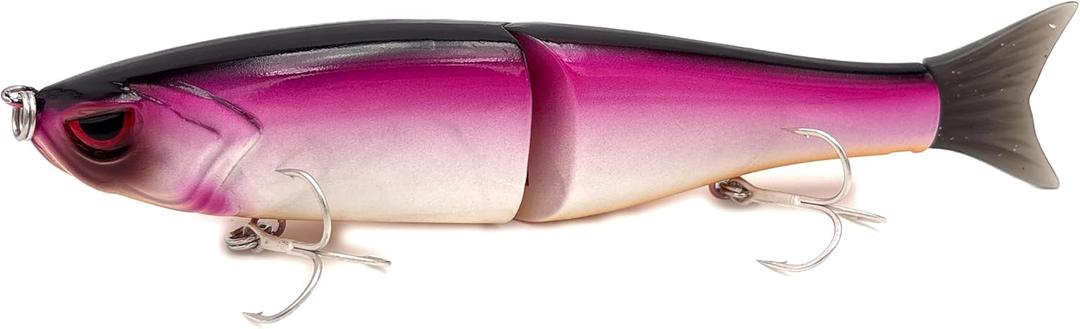 Glide Baits Jointed Swimbait Lifelike Fishing Lures for Bass Trout Pike Salmon Bluegill (Pink Purple-4.5in/0.65oz)