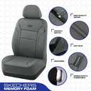 Skechers Memory Foam Car Seat Covers, Lycra Fabric Seat Covers, Car Seat Covers Front Seats Airbag Compatible, Automotive Comfort Protection for Most Cars, Trucks, SUVs, Grey