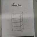 Furnulem White Nightstand with 3 Drawers and 2-Tier Shelf, Small Night Stand End Table Side Furniture, Fabric Storage Organizer for Bedroom, Closet, Hallway, Nursery, Sturdy Steel Frame, Wood Top