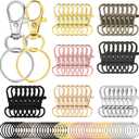 AUGSUN 100PCS Swivel Clasps Lanyard Snap Hooks with Key Rings, Key Chain Clip Hooks Lobster Claw Clasps for Keychains Jewelry DIY Crafts (Multicolor)