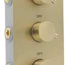 4 Way Thermostatic Shower Valve, Concealed 4 outlet Shower Diverter Mixing Valve, Can Run Together and The Flow Can Be Controlled with Bathroom Shower System, Brushed Gold, 4BS