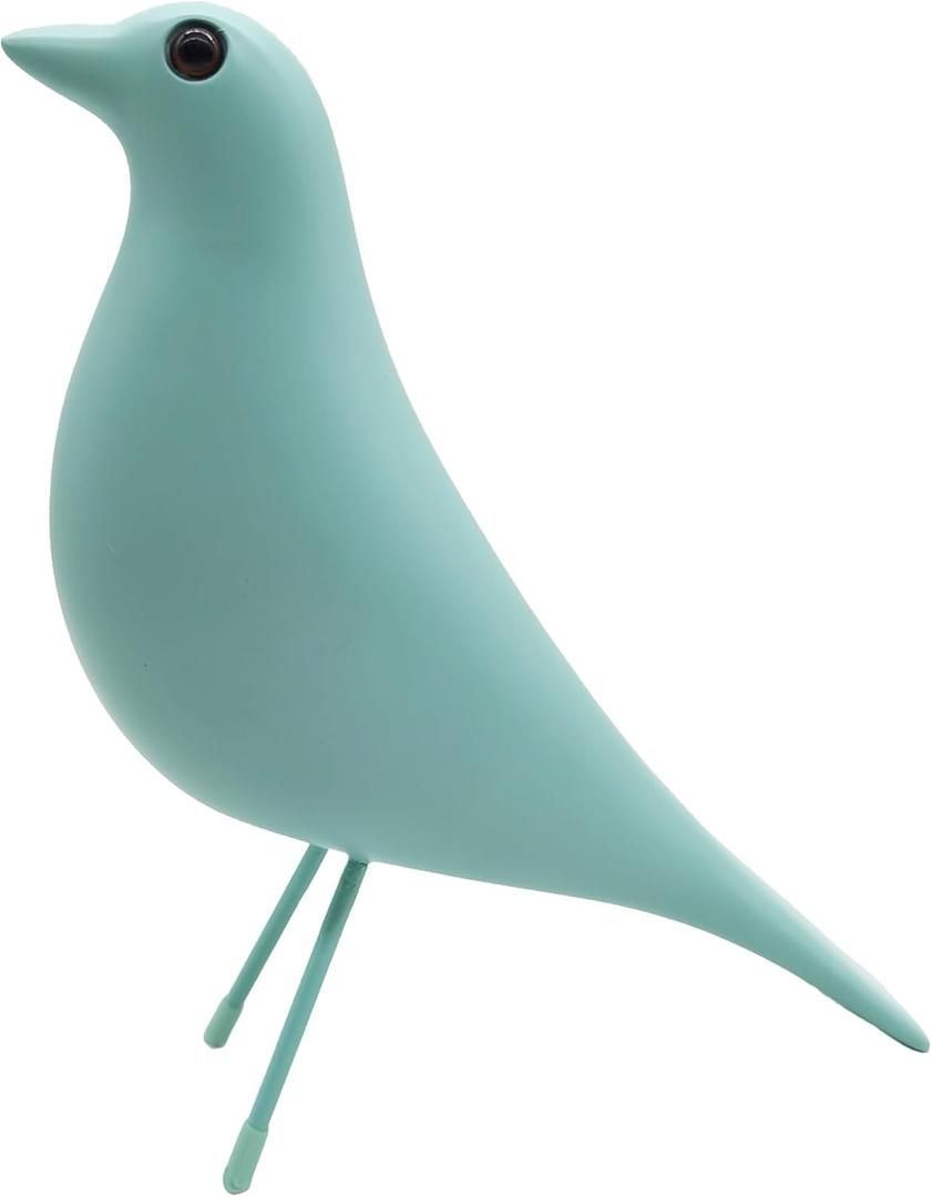 Mid Century Modern Bird Figurines - Decorative Sculptures for Living Room, Shelf, Mantle, TV Stand, Tabletop, Nightstand, Office, Kitchen - Unique Home Decor & Gifts for Bird Lovers (Blue)