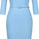 MUXXN Women's 1950s Vintage 3/4 Sleeve Elegant Collar Cocktail Evening Dress (Blue, M)