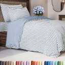 Duvet Cover Twin/Twin XL Size - Extra Soft Twin/Twin XL Size Duvet Cover - Lightweight, Breathable & Cozy w/ Zipper Closures and Ties - 68" x 90" Inches - (Blue Stripes 2) Comforter Not Included