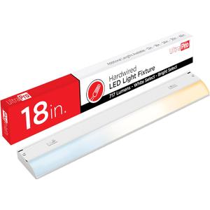 UltraPro 18 inch Hardwired Under Cabinet Lights, 3 Color Settings - 2700K/4000K/5000K - Warm White, Cool White, and Daylight, Under Cabinet Lighting, Dimmable Under Counter Lights for Kitchen, 45367