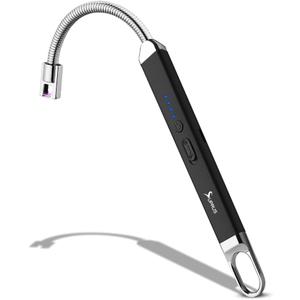SUPRUS Lighter Rechargeable USB Lighter Arc Electric Lighetrs with Safety Switch 360 Flexible Neck Flameless Grill Long Lighters for Candle Camping Cooking (Black)