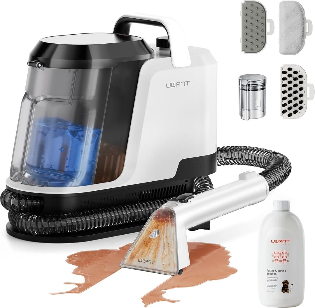 uwant Portable Carpet and Upholstery for Deep Cleaner, 18Kpa Carpet Cleaner Machine for Cars, Pets with Cleaning Tool and Self Cleaning Set of 1 for Spot, Rug, Couch (Cappuccino)