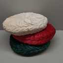 3 Pcs Round Throw Velvet Pillows Classy Accent Pumpkin Throw Pillows 15 Inch Decorative Cushion for Couch Chair Bed Car, 2 Styles(Red, Green, White)