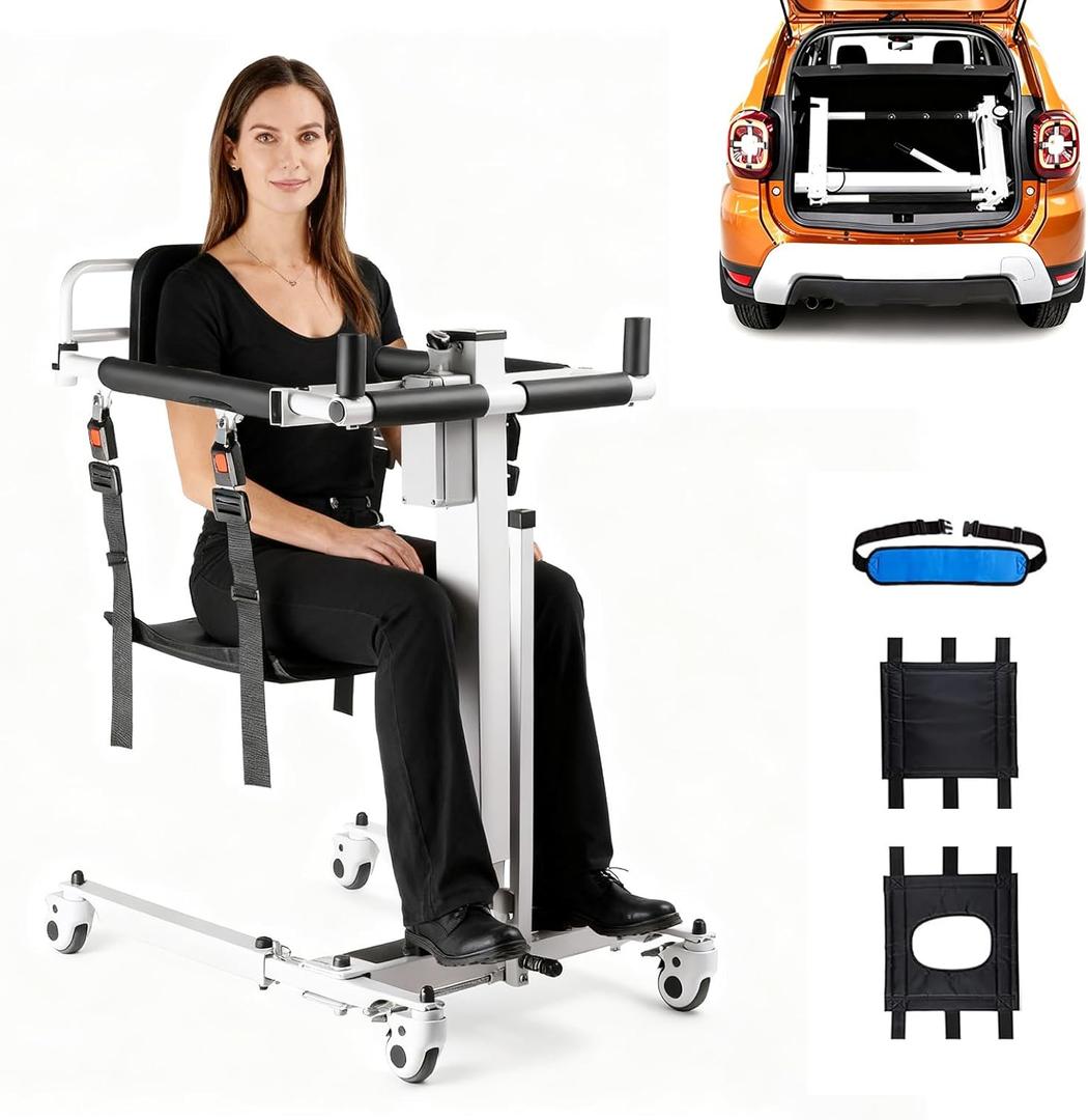 Upgrade Electric Transfer Lift - Foldable Patient Lift Transfer Chair for Car- Handicap Lift Shower Chair, Bathroom Wheelchairs Transfer Chairs for Seniors, Adults & Disabled