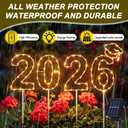 Fumete 4 Pcs Solar 2026 Grad Lights Outdoor Graduation Decorations Yard Sign Stakes Light up Numbers Letters for Graduation Party Lawn Garden Decor(2026)