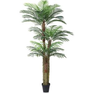 Artificial Palm Tree for Outdoor 8ft Tall UV Resistant Fake Tropical Golden Cane Palm Tree Large Faux Palm Plants for Outside Patio, Poolside, Lawn, Porch and Home Office Indoor Decor, Set of 1