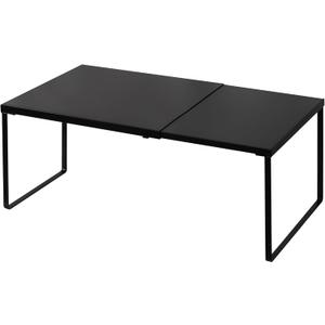 Nxconsu Cabinet Shelf Expandable Organizer Riser Rack for Kitchen Pantry Cupboard Under Sink Countertop Home Organization Extra Storage Space Saver Heavy Duty Metal Edgeless Design Black Large (10D * 14.56-24.6W * 8.46H)