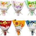 Wavwavw 6 Pcs Teacher Appreciation Gifts Crochet Handmade Positive Mini Crochet Flower Bouquet Thank You for Helping Me Grow Teachers Gifts for Graduation Teacher Appreciation Week Women Men (Bright)