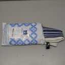 DriftAway Kitchen Tier Curtains - Striped Linen Short Pinstripe Cafe Curtains 24 Inch Length for Living Room Bathroom Chris Farmhouse Rustic Rod Pocket 2 Panels Ivory Dark Blue